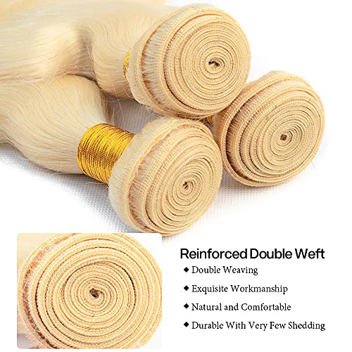 613 Blonde Body Wave Human Hair Bundles - 330g, 3 Bundles, 24-28 inch
