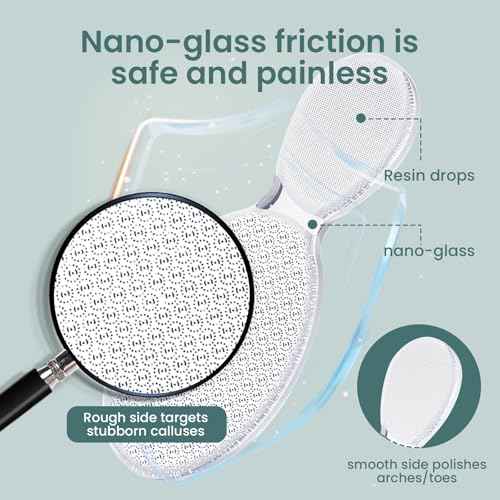 Glass Foot File 8-Shaped Rough and Smooth Sides Callus Remover Feet Heel Scrubber Dead Skin Scraper Pumice Stone Professional Pedicure Tools for Women and Men