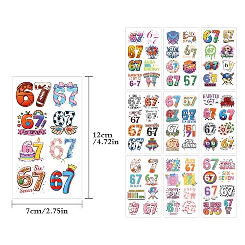 80pc 67 Meme Temporary Tattoos - Funny Sticker Party Favors
