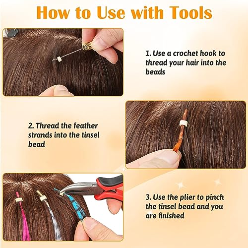 65 Pcs Hair Feather Extensions Kit with Tools - 13 Colors