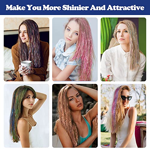 ELASO 16 Colors Hair Tinsel Kit - 3300 Strands 48 Inch Extensions