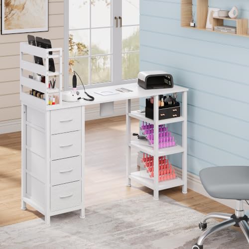 LIVEHOM Manicure Table with Dust Collector & Power Outlets