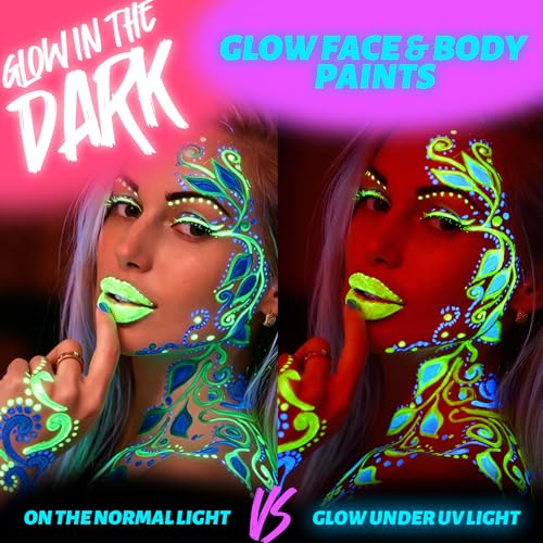 UV Blacklight Neon Face & Body Paint - Fluorescent Glow