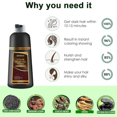 Herbal Hair Dye Shampoo Wine Red - Gray Hair Coverage
