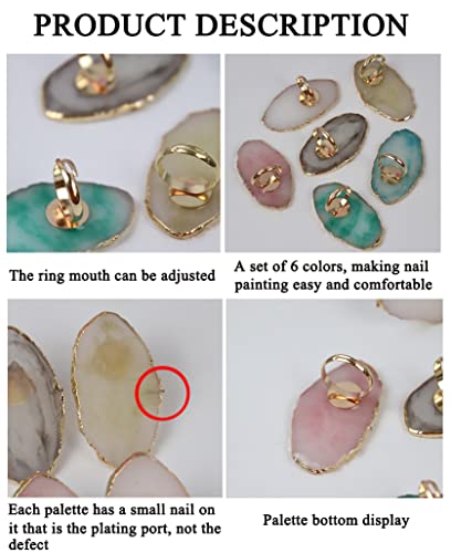 Adjustable Mini Manicure Ring Palette - 6 Pc Nail Art Set