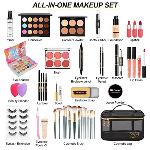 Makeup Set with Storage Bag & Brushes - Complete Starter Kit