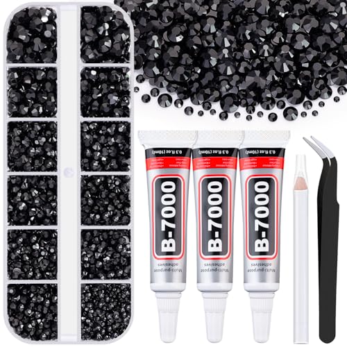 6000 Pcs Flatback Rhinestones Set with B7000 Glue for Crafts