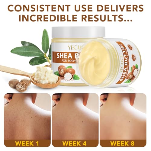 Pure Shea Butter, Unrefined Face & Body Butter for Women and Men- Natural Vitamin A, E & F - Long-Lasting Hydration for Dry Skin, Hair Care, 7.8 oz