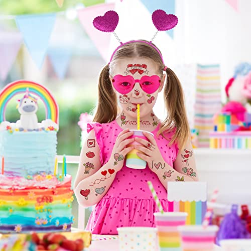 Valentine's Day Party Accessories Set - 34 Pieces Heart Sunglasses Headbands