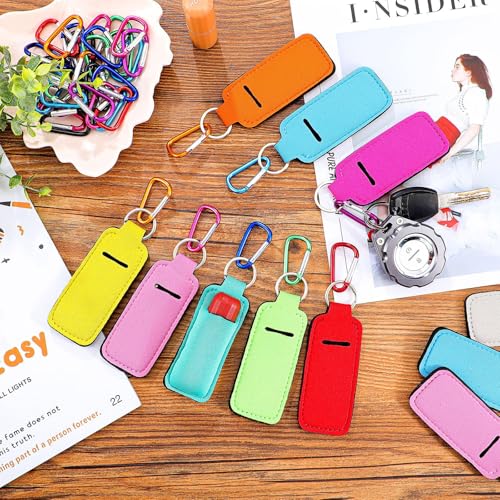 Tudomro 40 Pack Lipstick Keychain Holder with Clip Colorful Portable Lip Balm Holder Keychain for Women(Multicolor Clips)