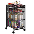 Rolling Makeup Cart Organizer 4-Tier 3 Drawers with Dividers, Black – JKsmart