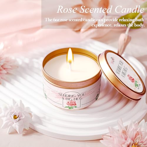 Gifts for Women Self Care Gifts Get Well Soon Gifts, Rose Relaxation Spa Gift Basket Sets with Luxury Flannel Blanket, Unique Mothers Day Mom Gifts Basket for Mom Wife Grandma Sister Friend
