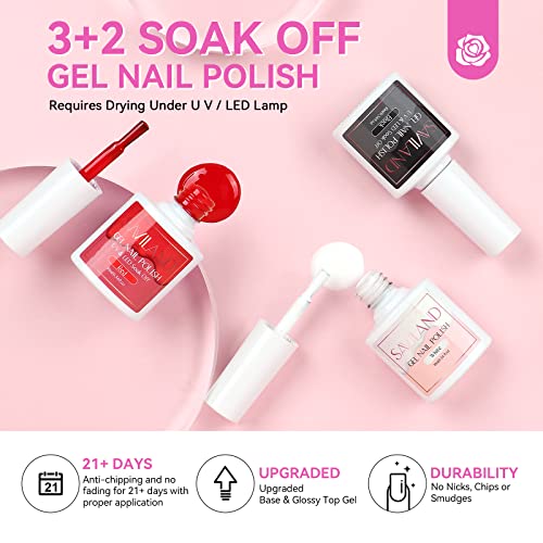 Saviland Acrylic Nail Kit with Drill and U V Light ? Clear White Pink Acrylic Powder Black Red White Gel Nail Polish Nail Tools for Nail Art Gel Nails DIY