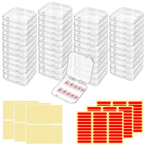 48 Sets Clear Press-On Nail Storage Boxes with Adhesive Tape