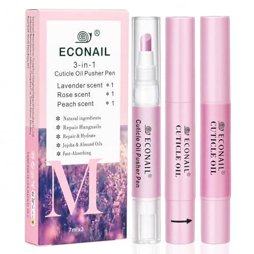 Econail Ceramic Cuticle Remover Pen & Hydrating Cuticle Oil Set, 3 Pack