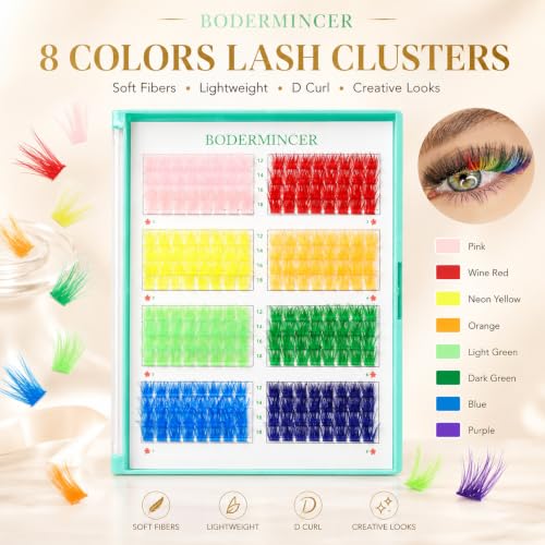 8 Color Lash Clusters 12-18mm Mixed Length DIY False Eyelashes
