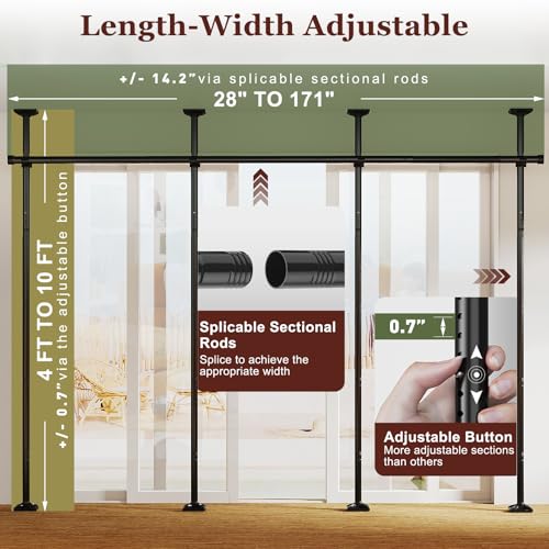 Goovilla Room Divider Tension Rod No Drill 4-10ft Adjustable