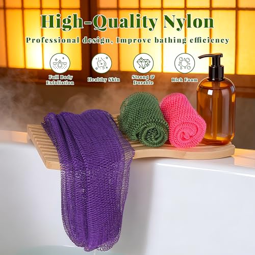 African Net Sponge 3 Pack with Travel Bag - Exfoliating Bath Scrubber