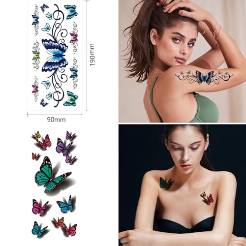 82 Sheets Temporary Tattoos - Flowers, Butterflies & Mixed Designs