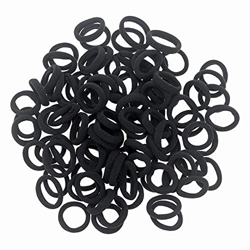 100 Pack Black Seamless Hair Ties for Toddlers & Baby Girls
