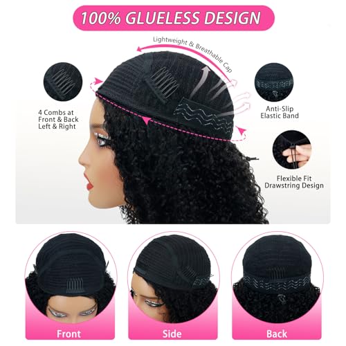 Larhali Burmese Curly Half Wig 20 Inch Human Hair Glueless