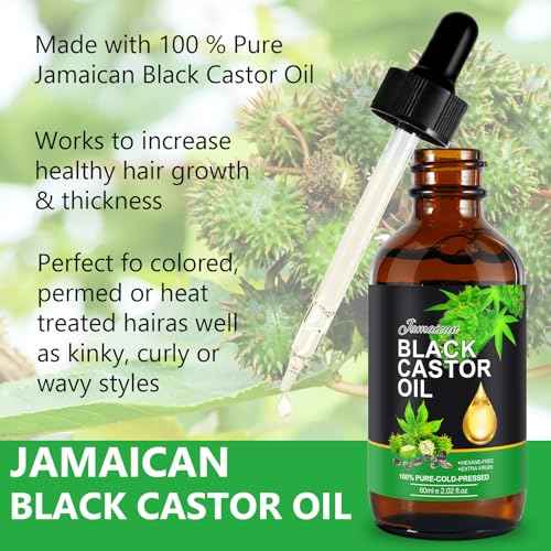 NIFEISHI Castor Oil, Jamaican Black Castor Oil Organic Cold Pressed Unrefined Glass Bottle, 100% Pure and Organic Castor Oil for Hair Growth Eyebrows Eyelashes Skin Use
