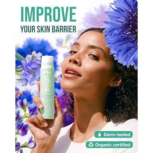 Evian Protect Facial Mist - Hydrating Mineral Water Face Spray with Aloe & Natural Extracts - Cooling Toner Mist for Face & Skin - Refreshing Facial Spray to Hydrate and Support Skin Barrier