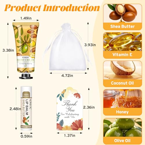 12-Pack Hand Cream & Lip Balm Gift Set - Bulk Party Favors for Women