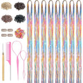 Rainbow Hair Tinsel Kit, 48" Fairy Hair Extensions with Tools