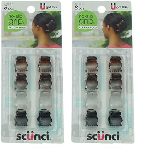 Scunci No-slip Grip Mini Oval Top Jaw Clips, 8 Count (Pack of 2)