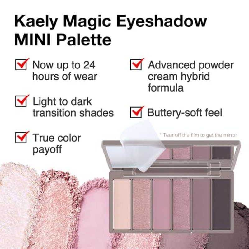 6-Color Eyeshadow Palette with Mirror - Neutral Pink Matte & Shimmer