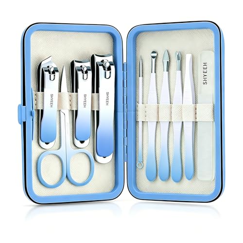 Portable 10-Piece High-Carbon Steel Manicure Set with Leather Case