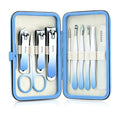Portable 10-Piece High-Carbon Steel Manicure Set with Leather Case