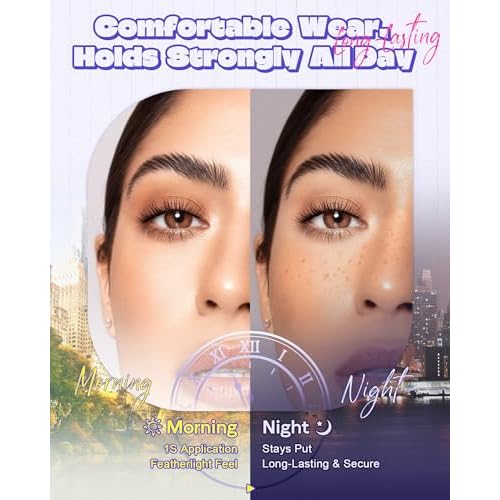 Self Adhesive Eyelashes Glueless Lashes - Natural Look 7-10mm No Glue Eyelashes Strip Waterproof All-Day Hold Press On Lashes Glueless Reusable Lash Strips Kit With Tweezer for Makeup by LZM (08)
