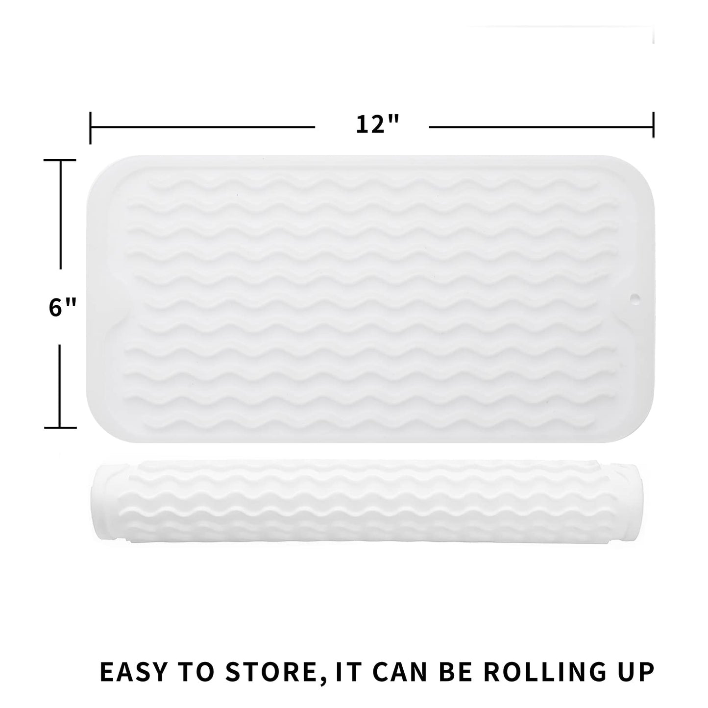 MicoYang Silicone Dish Drying Mat for Multiple Usage,Easy clean,Eco-friendly,Heat-resistant Silicone Mat for Kitchen Counter,Sink,Bar,Bottle,or Cup Translucent S 12 inches x 6 inches