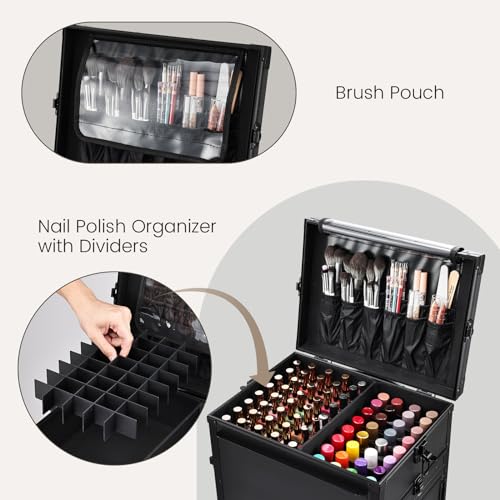 Joligrace Rolling Manicure Table with 5 Drawers - Foldable Nail Desk