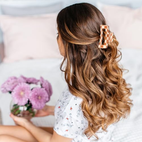 Checkered Claw Clips 6-Pack - Y2K Hair Barrettes for All Hair Types