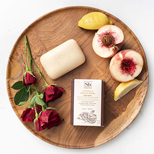 Soapbox Bar Soap, Moisturizing & Exfoliating Bar Soap with Shea Butter & Olive Oil - Citrus & Peach Rose Scented, Natural, Eco-Friendly, Vegan- Paraben, Gluten & Cruelty Free 5oz. (Pack of 3)