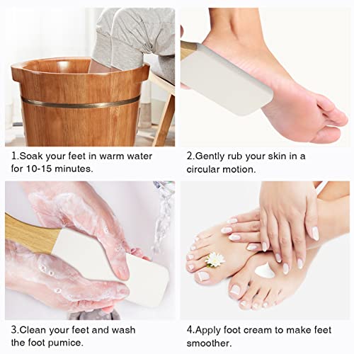 AM 8:00Pumice Stone Foot File, 2 Pack Callus Remover (coarse/fine) for Feet with Wooden Handle, Pedicure Foot Scrubber to Remove Dead Skin, Dry, Rough, Corns Skin Scraper