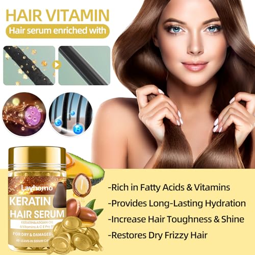 Layhomo Keratin Hair Treatment Serum Capsules for Dry, Damaged Hair