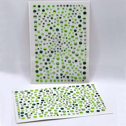 500pcs St. Patrick's Day Face Gems - Green Self-Adhesive Rhinestones