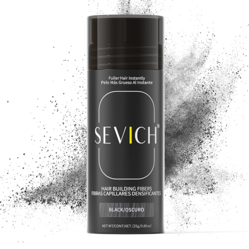 SEVICH Hair Fibers for Thinning Hair 25g Black - Instant Thickening & Fullness, Natural Keratin Hair Building Powder, Pack of 1 (0.88 oz)