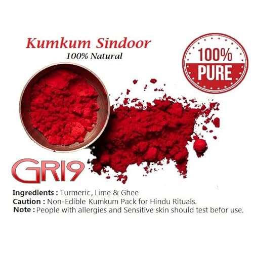 Indian Dark Red Pure Kumkum Powder (Sindoor, Kumkuma, Kum Kum) For Makeup, Pooja And Other Hindu Rituals (Dark Red, 1.77 Ounces)