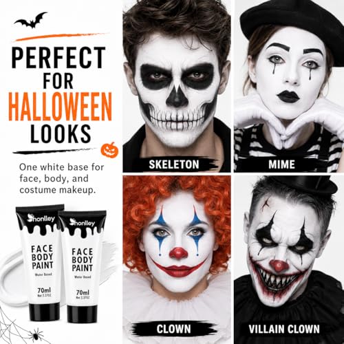 White Face Paint Water-Based 2.37oz - Professional Clown Makeup