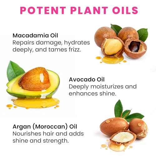 HUSSELL Hair Serum Bali Secret - no Rinse with Argan Macadamia & Avocado Oils - Vitamins A, E, Pro B5 - Conditioner for Women & Men - Travel-Size