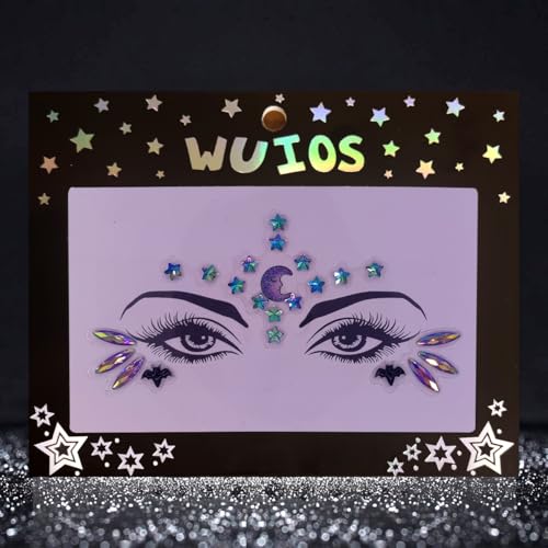Face Gems Jewels Rhinestones for Women Makeup Festival, Self Adhesive Body Eye Rhinestones, Halloween Witch Costume Rave Party Temporary Tattoo Stickers (Purple)