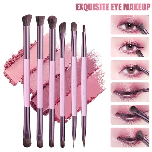 BS-MALL 6-Piece Double-Ended Makeup Brush Set - Portable & Versatile
