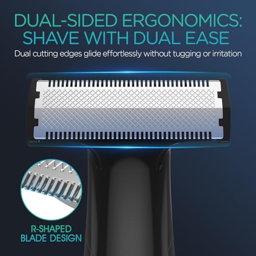 VOYOR Beard Trimmer for Men, Electric Razor, No Pain, Full Body Grooming, Face & Body Hair Trimmer, Adjustable Length Combs, All-in-1 Rechargeable Mens Grooming Kit, Cordless, Wet/Dry, TX510 (Blue)
