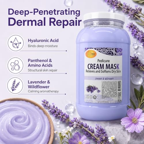 SPA REDI Pedicure Cream Mask & Massage Lotion - Lavender & Wildflower (128 oz)