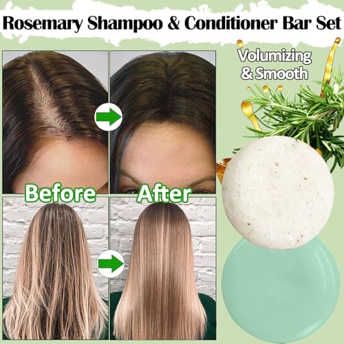 Rosemary Oil Shampoo & Conditioner Bars Set, Hair Growth